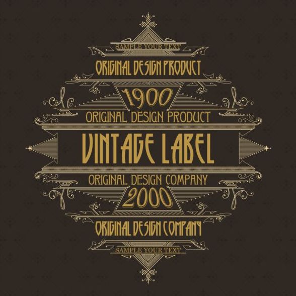 Vintage labels classical styles vectors set 22