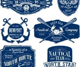 Vintage nautical labels vector set