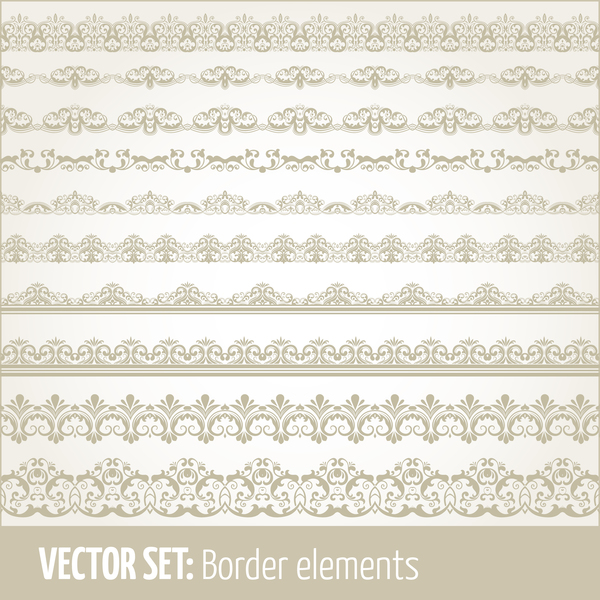 Vintage ornaments borders design set 04