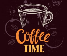 Vintage styles cafe poser vector 03