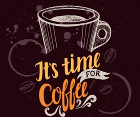 Vintage styles cafe poser vector 04