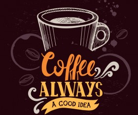 Vintage styles cafe poser vector 05