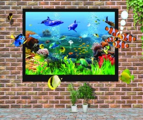 Wall underwater world Stock Photo