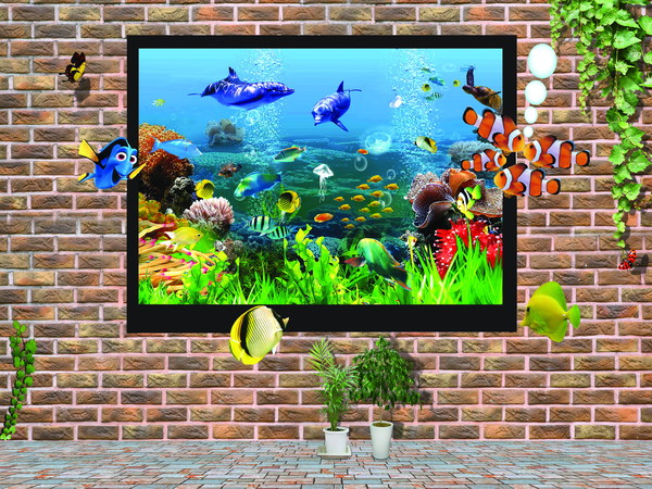 Wall underwater world Stock Photo