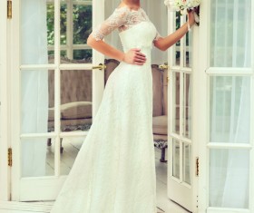 White wedding dress charming bride HD picture