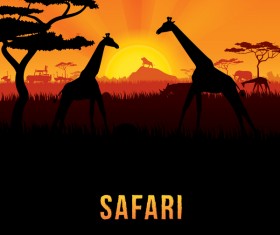Wild animal with africa background vector