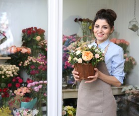 Woman working in florist Stock Photo 04
