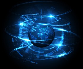 World tech blue background vector