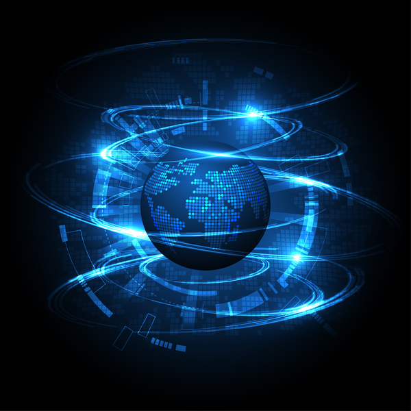 World tech blue background vector