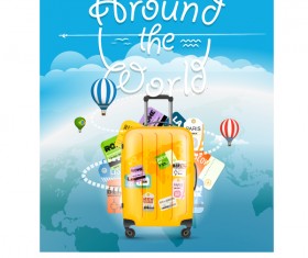 World travel design vector with suitcase
