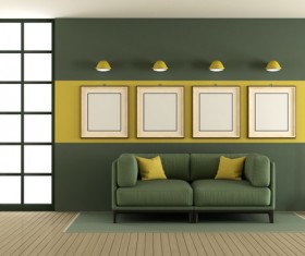 Yellow light green tone living room Stock Photo