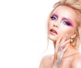 Young female model eye makeup HD picture 06