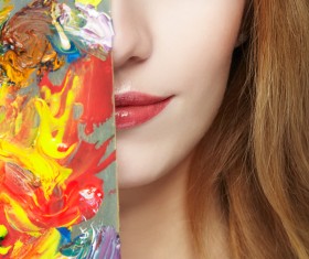 Young female painter with palette HD picture