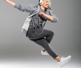 Young people who dance with music Stock Photo