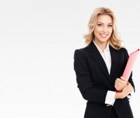 Young woman holding a folder businessman Stock Photo