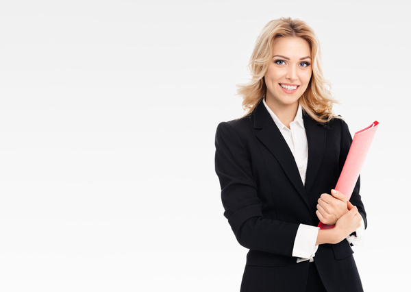 Young woman holding a folder businessman Stock Photo