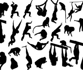 animal monkey silhouette vector 02