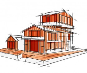 building draft blueprint sketch vector material 01