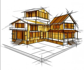 building draft blueprint sketch vector material 04