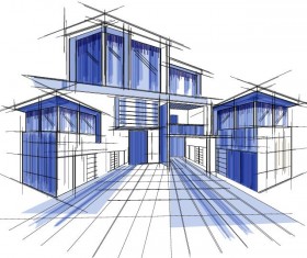 building draft blueprint sketch vector material 05