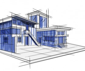 building draft blueprint sketch vector material 06
