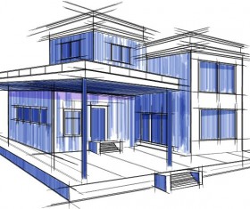 building draft blueprint sketch vector material 07