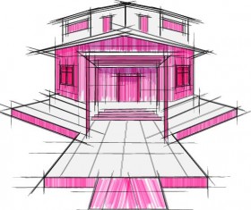 building draft blueprint sketch vector material 09
