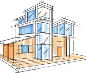building draft blueprint sketch vector material 11