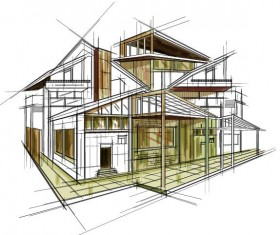 building draft blueprint sketch vector material 13