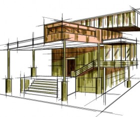 building draft blueprint sketch vector material 15