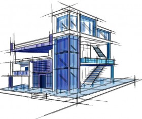 building draft blueprint sketch vector material 16