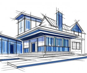 building draft blueprint sketch vector material 18