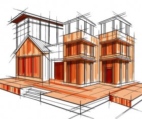 building draft blueprint sketch vector material 19