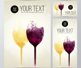 card wine glasses taste white red splash stains vector