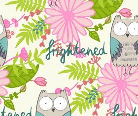 cartoon owls with flower pattern flower vector 01