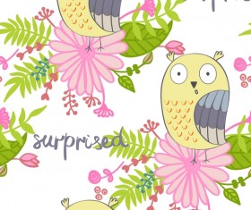 cartoon owls with flower pattern flower vector 04