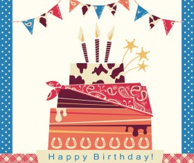 cowboy birthday card with cake on white vector