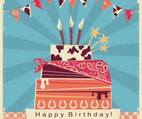 cowboy birthday card with cake vector