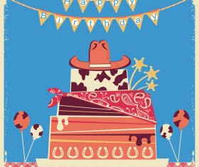 cowboy happy birthday background vector