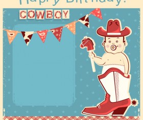 cowboy little baby sit in boot and birthday vector