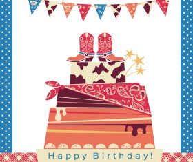 cowboy party cake with birthday card vector
