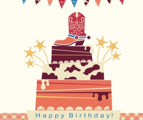 cowboy party card illustration vector