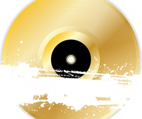 gold vinyl record with grunge banner vector