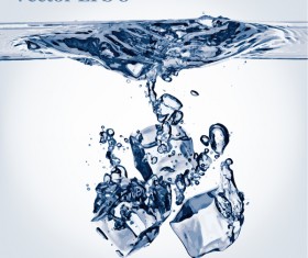 ice cubes with water background vector 01