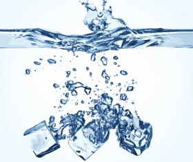 ice cubes with water background vector 02