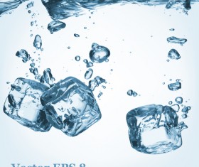 ice cubes with water background vector 04
