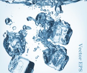 ice cubes with water background vector 05