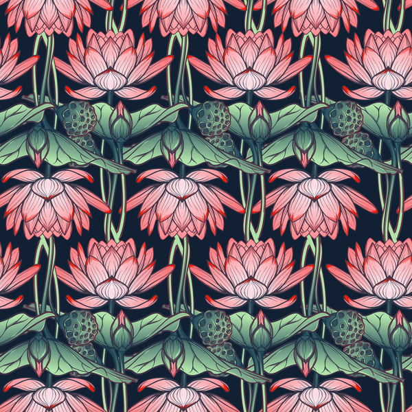 lilies flower seamless pattern vector 01