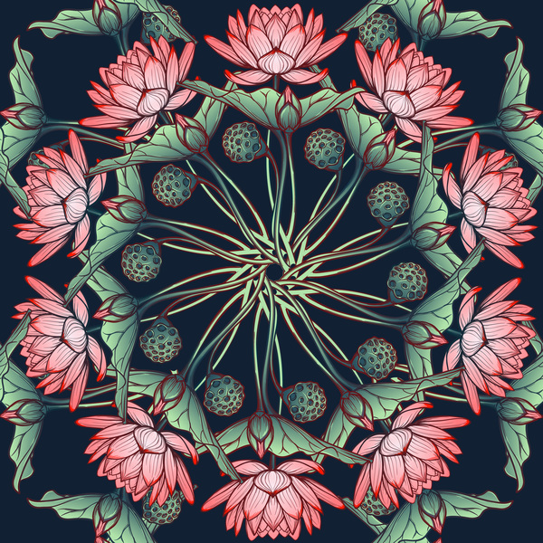 lilies flower seamless pattern vector 03