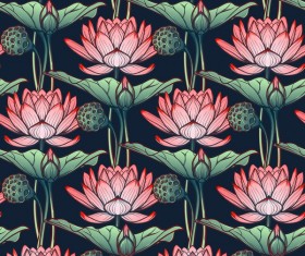lilies flower seamless pattern vector 04